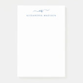 Elegant Stijlvol Girly Script Navy Blue Monogram Post-it® Notes (Voorkant)