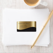 Elegant stijlvol glanzend, Faux Gold, Black Damask Etiket (Insitu)