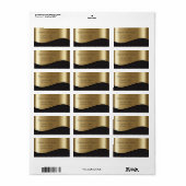Elegant stijlvol glanzend, Faux Gold, Black Damask Etiket (Full Sheet)