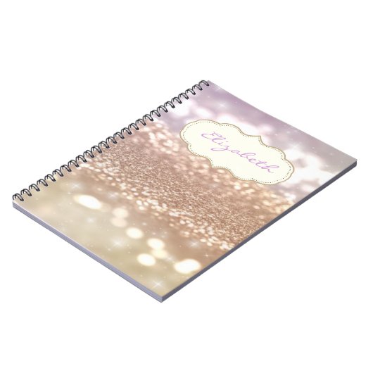 Elegant Stijlvol, glanzend, glittery Bokeh Notitieboek (Linkerzijde)