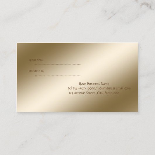 Elegant stijlvol, glimmend, Faux Gold Reference Ka Aanbevelingskaartje (Achterkant)