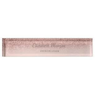 Elegant Stijlvol Glitter Bokeh Ombre Roos Gold Naambordje