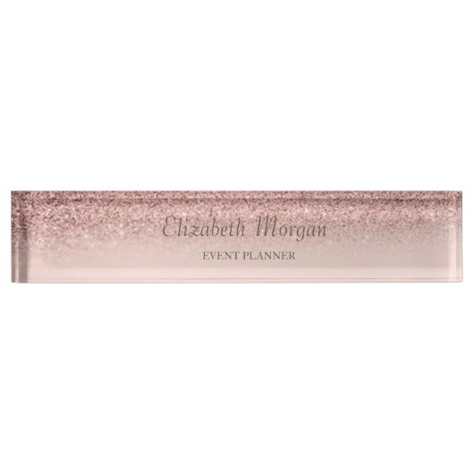 Elegant Stijlvol Glitter Bokeh Ombre Roos Gold Naambordje (Voorkant)