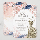 Elegant Stijlvol Glitter Dress Blue Flowers Kaart (Voorkant / Achterkant)