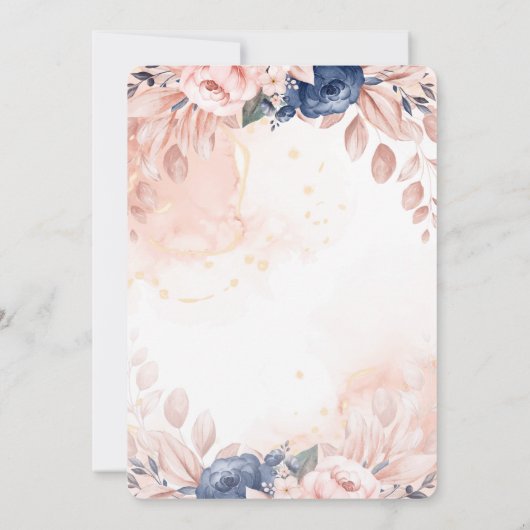 Elegant Stijlvol Glitter Dress Blue Flowers Kaart (Achterkant)