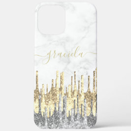 Elegant stijlvol  glitter druppelt wit marmer Case-Mate iPhone case