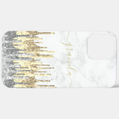 Elegant stijlvol  glitter druppelt wit marmer Case-Mate iPhone case (Achterkant / Rechts)