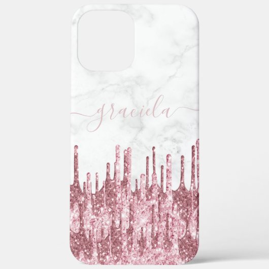 Elegant stijlvol  glitter druppelt wit marmer Case-Mate iPhone case (Achterkant)