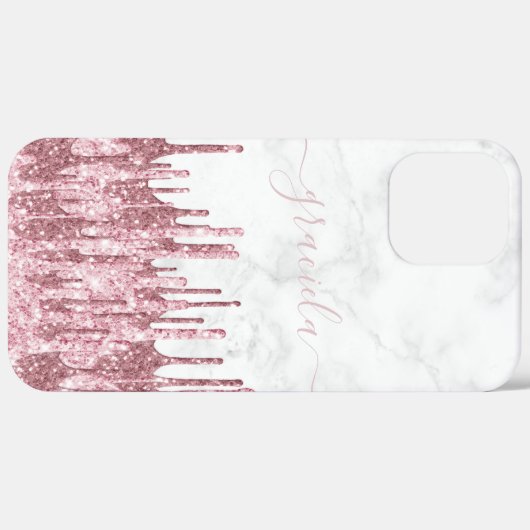 Elegant stijlvol  glitter druppelt wit marmer Case-Mate iPhone case (Achterkant (horizontaal))