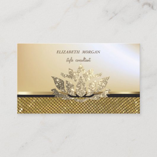Elegant stijlvol Glitter Lotus Gold-sequins Visitekaartje (Voorkant)