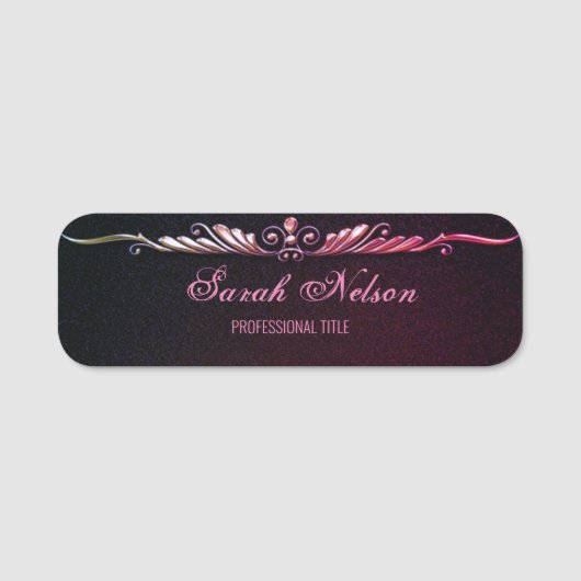 Elegant Stijlvol Glitter Name Tag (Voorkant)