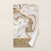 Elegant Stijlvol Glitter White Brown Marble Bad Handdoek (Handdoek)