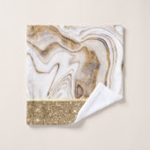 Elegant Stijlvol Glitter White Brown Marble Bad Handdoek (Wasdoekje)