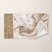 Elegant Stijlvol Glitter White Brown Marble Bad Handdoek (Handdoek)