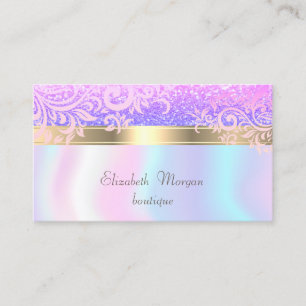Elegant stijlvol Glittery Gold Floral Holographic Visitekaartje