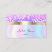 Elegant stijlvol Glittery Gold Floral Holographic Visitekaartje (Voorkant)