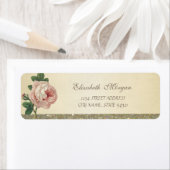 Elegant stijlvol glittery, Roos-adreslabel Etiket (Insitu)