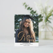 Elegant stijlvol Gold Afstudeerder Party script Briefkaart (Staand voorkant)