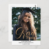 Elegant stijlvol Gold Afstudeerder Party script Briefkaart (Voorkant / Achterkant)