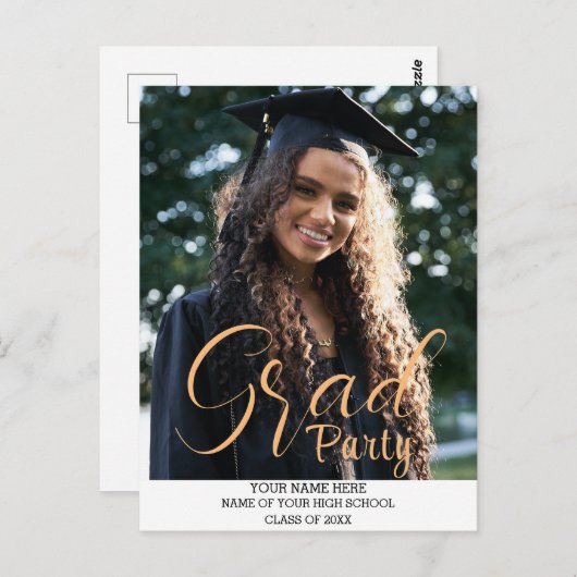 Elegant stijlvol Gold Afstudeerder Party script Briefkaart (Voorkant / Achterkant)