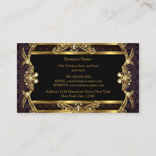 Elegant stijlvol Gold Black Brocade Designer Visitekaartje (Achterkant)