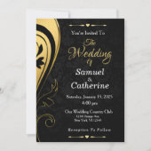 Elegant stijlvol Gold Black Deco Weddenschap Aange Kaart (Voorkant)