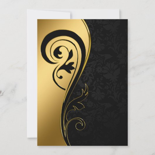 Elegant stijlvol Gold Black Deco Weddenschap Aange Kaart (Achterkant)