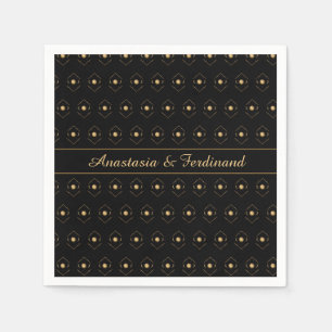 Elegant stijlvol Gold Black Pattern personaliseert Servet