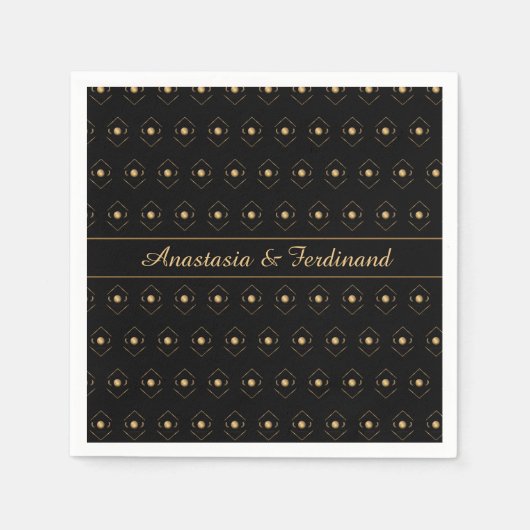 Elegant stijlvol Gold Black Pattern personaliseert Servet (Voorkant)