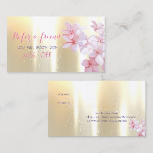 Elegant stijlvol, Gold, Flowers Reference Kaart (Voorkant / Achterkant)