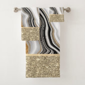Elegant stijlvol Gold Glitter Black White Marble Bad Handdoek (Insitu)