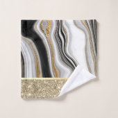 Elegant stijlvol Gold Glitter Black White Marble Bad Handdoek (Wasdoekje)