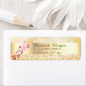 Elegant Stijlvol, Gold Glitter Bokeh, Vloeradres Etiket (Insitu)
