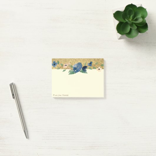 Elegant Stijlvol, Gold Glitter, Floral Post-it® Notes (Kantoor)