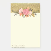 Elegant Stijlvol, Gold Glitter, Flowers Post-it® Notes (Voorkant)