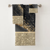 Elegant stijlvol Gold Glitter Sequins Black Marble Bad Handdoek (Insitu)