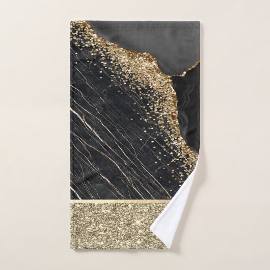 Elegant stijlvol Gold Glitter Sequins Black Marble Bad Handdoek (Handdoek)