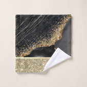 Elegant stijlvol Gold Glitter Sequins Black Marble Bad Handdoek (Wasdoekje)