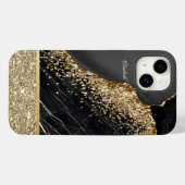 Elegant stijlvol Gold Glitter Sequins Black Marble Case-Mate iPhone Case (Achterkant (horizontaal))