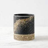 Elegant stijlvol Gold Glitter Sequins Black Marble Mok (Midden)