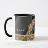 Elegant stijlvol Gold Glitter Sequins Black Marble Mok (Links)