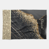 Elegant stijlvol Gold Glitter Sequins Black Marble Theedoek (Horizontaal)