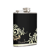 Elegant stijlvol Gold Lace, zwart-gepersonaliseerd Heupfles (Rechts)