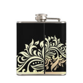 Elegant stijlvol Gold Lace, zwart-gepersonaliseerd Heupfles (Achterkant)