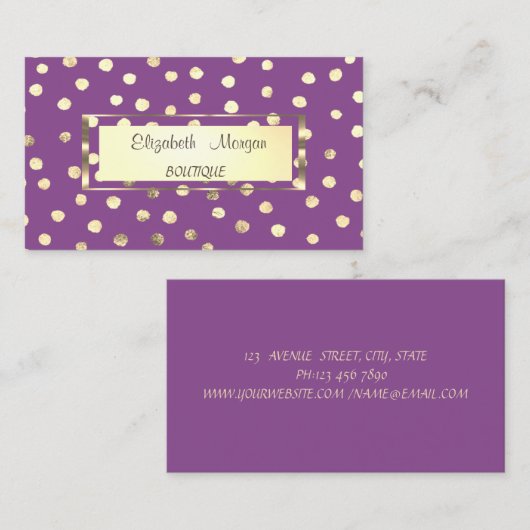 Elegant Stijlvol, Gold Lijst, Confetti Visitekaartje (Voorkant / Achterkant)