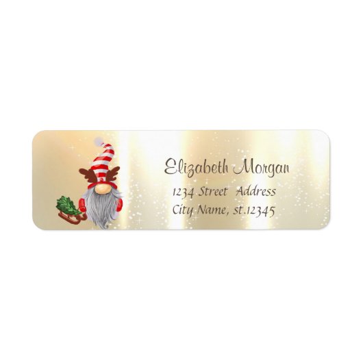 Elegant, stijlvol Gold Nordic Gnome Sleigh Etiket (Voorkant)