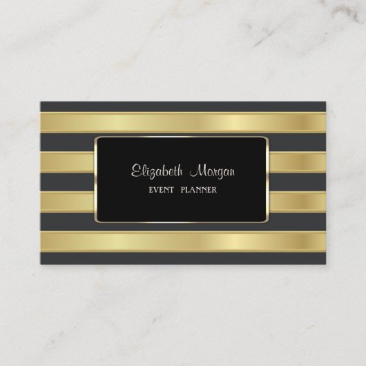 Elegant stijlvol, Gold Striped, zwart Lijst Visitekaartje (Voorkant)
