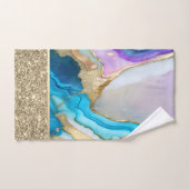 Elegant Stijlvol Goud, Blauw, Violet Marmer Bad Handdoek (Handdoek)