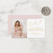 elegant stijlvol goud dank je baby shower foto notitiekaartje (Voorkant / Achterkant in situ)
