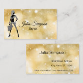 Elegant, stijlvol, goud, glanzend, meisje, stijlvo visitekaartje (Voorkant / Achterkant)